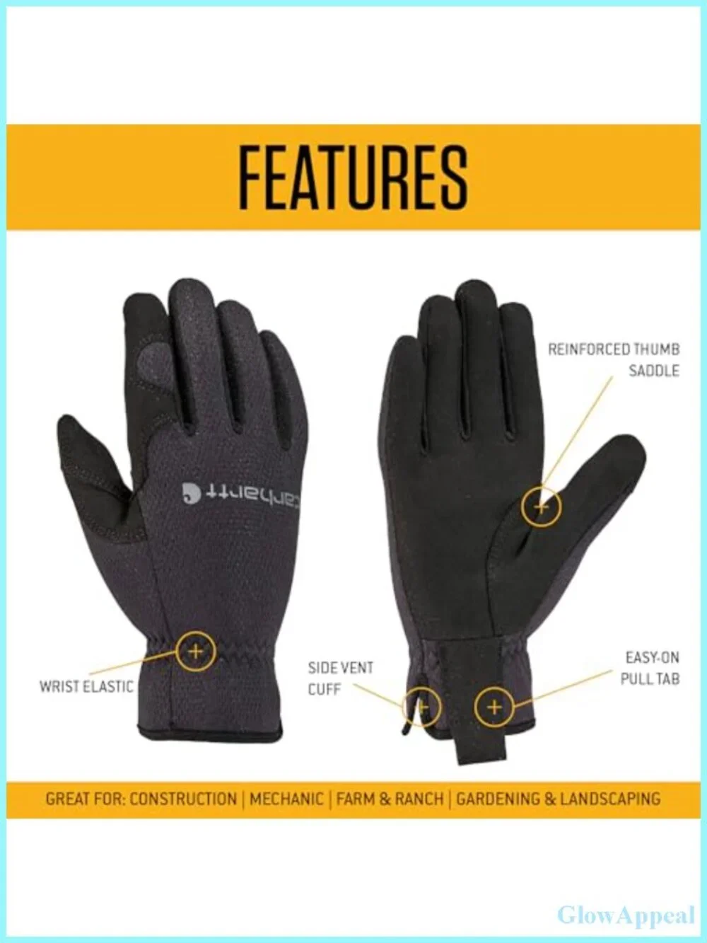 Carhartt High Dexterity Open Cuff Work Gloves with 3D Mesh